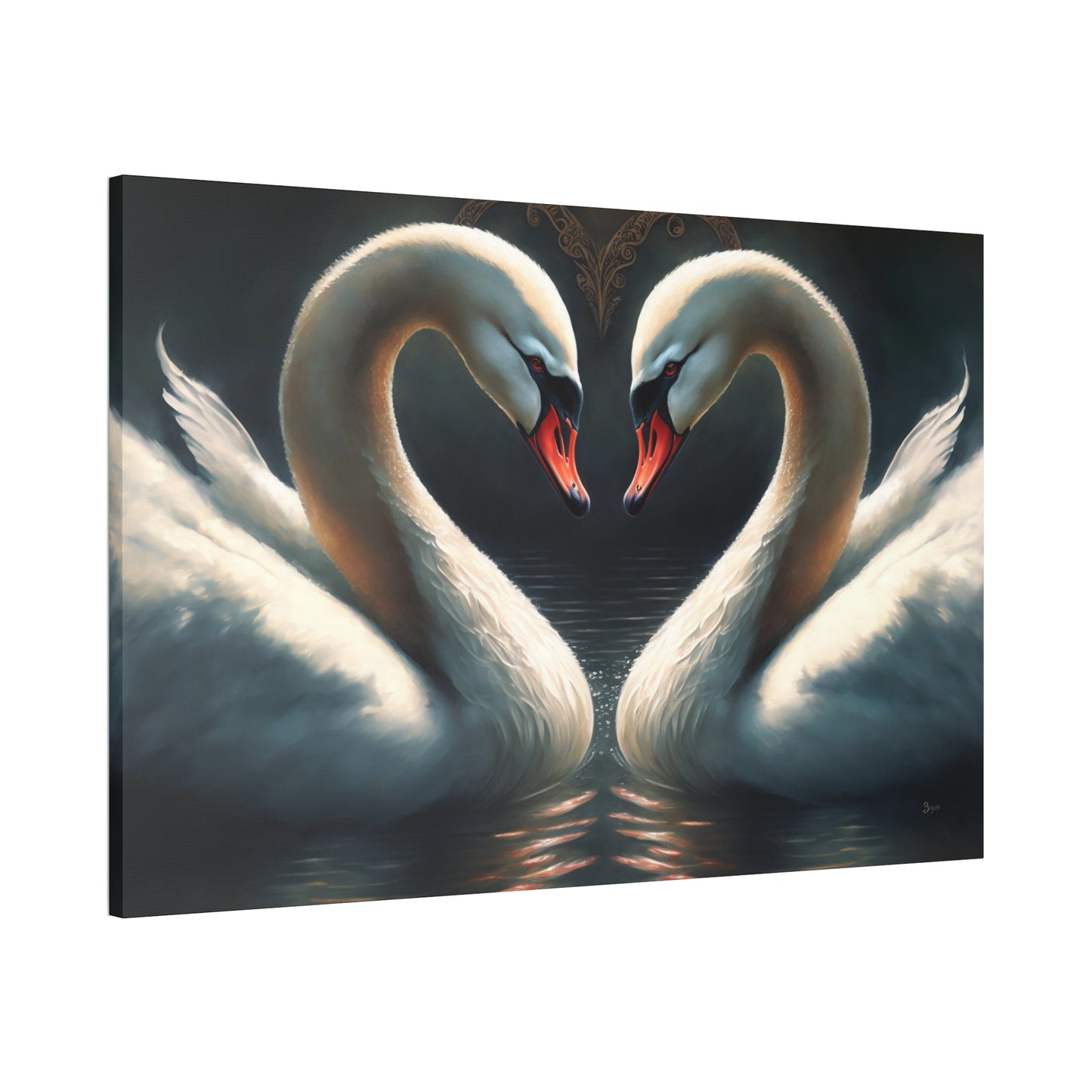 Natural Canvas & Poster Print of Swans in a Calm Setting