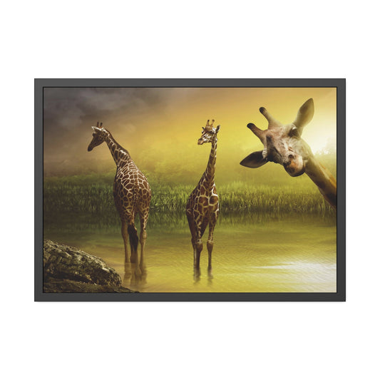 Nature's Gentle Giants: Poster & Canvas of Giraffes in Their Natural Habitat