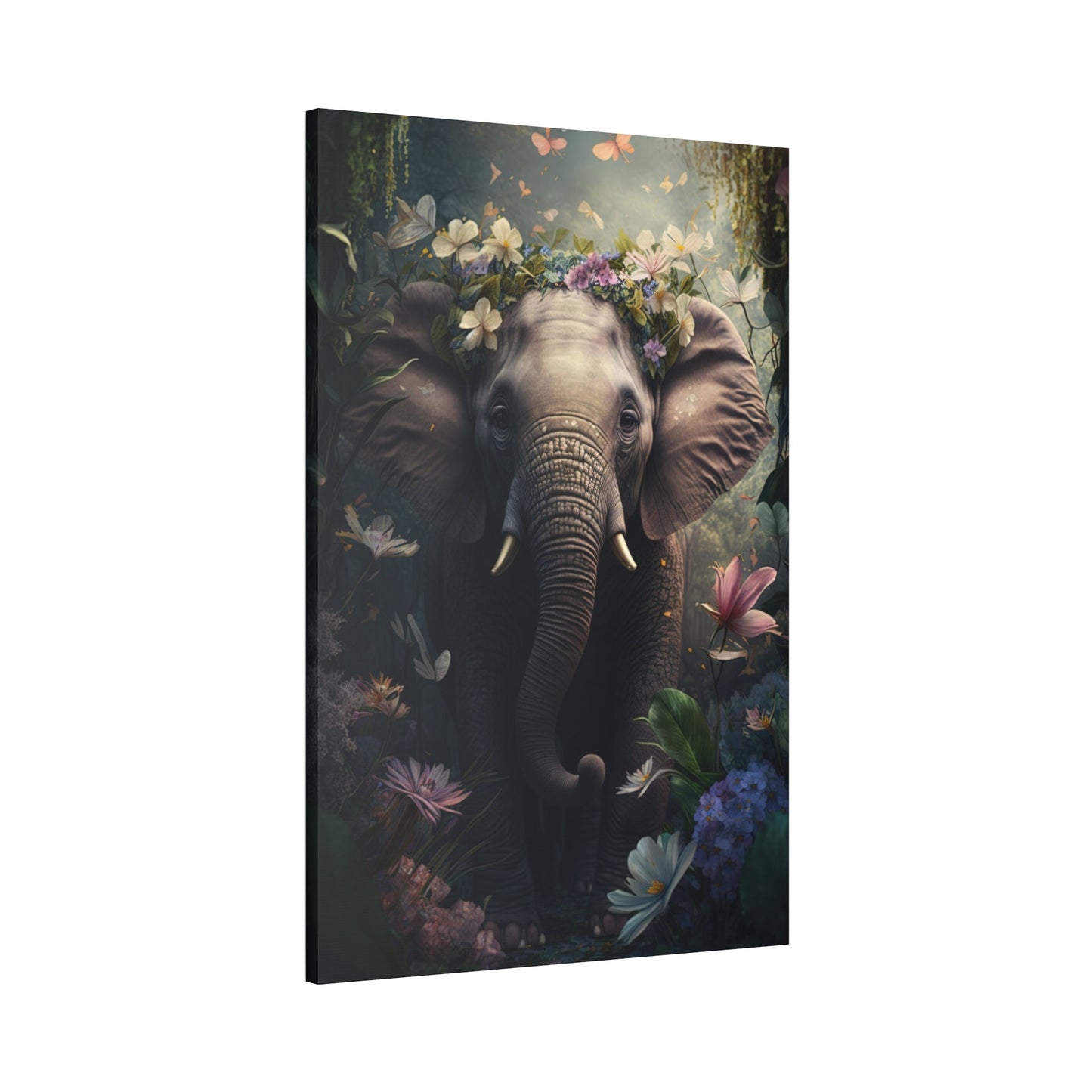 Elephant Dreams: Natural Canvas Print for Bedroom Decor