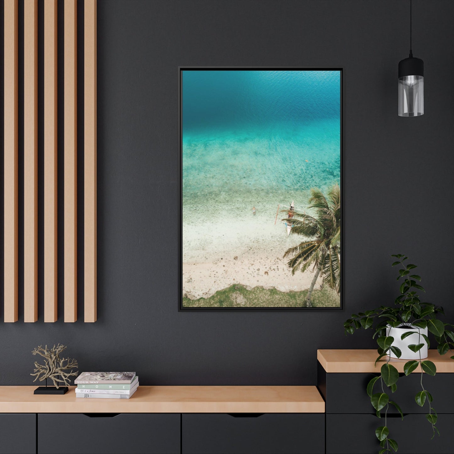 Ocean Paradise: Framed Poster of a Serene Island Beach Scene