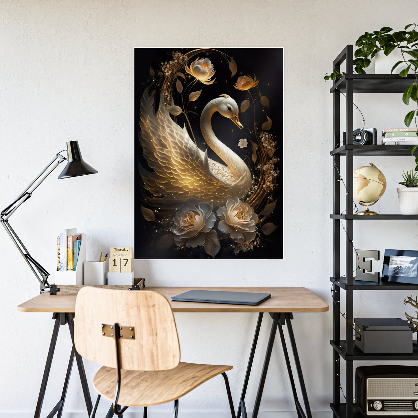 Tranquil Beauty: Canvas Art Displaying the Serenity of Swan in a Peaceful Setting