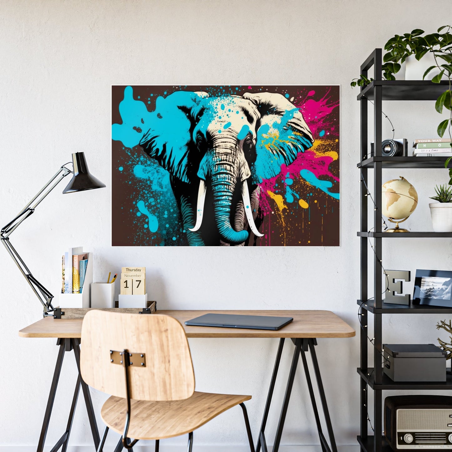 Gentle Giant: Natural Canvas Wall Art of Elephant