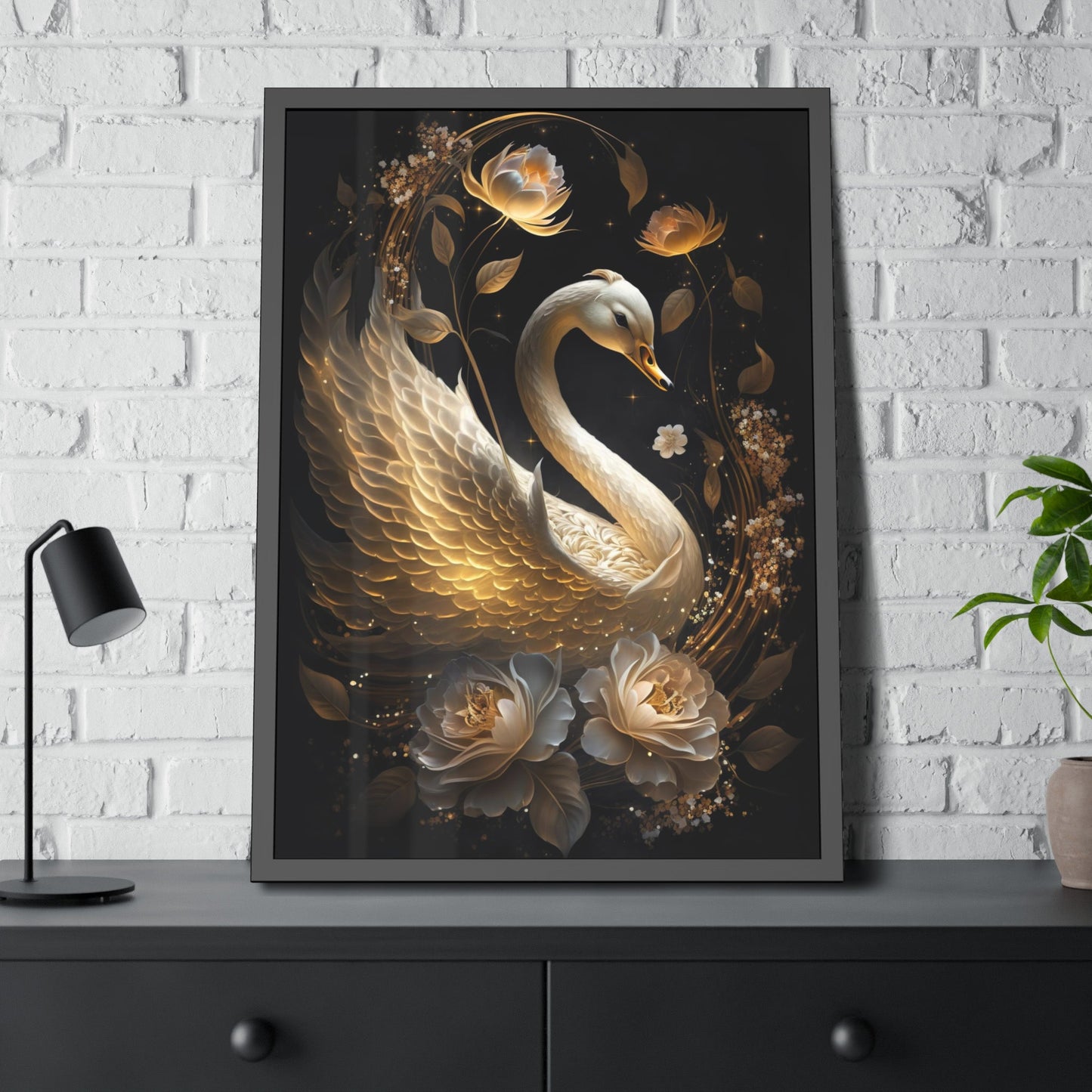 Tranquil Beauty: Canvas Art Displaying the Serenity of Swan in a Peaceful Setting