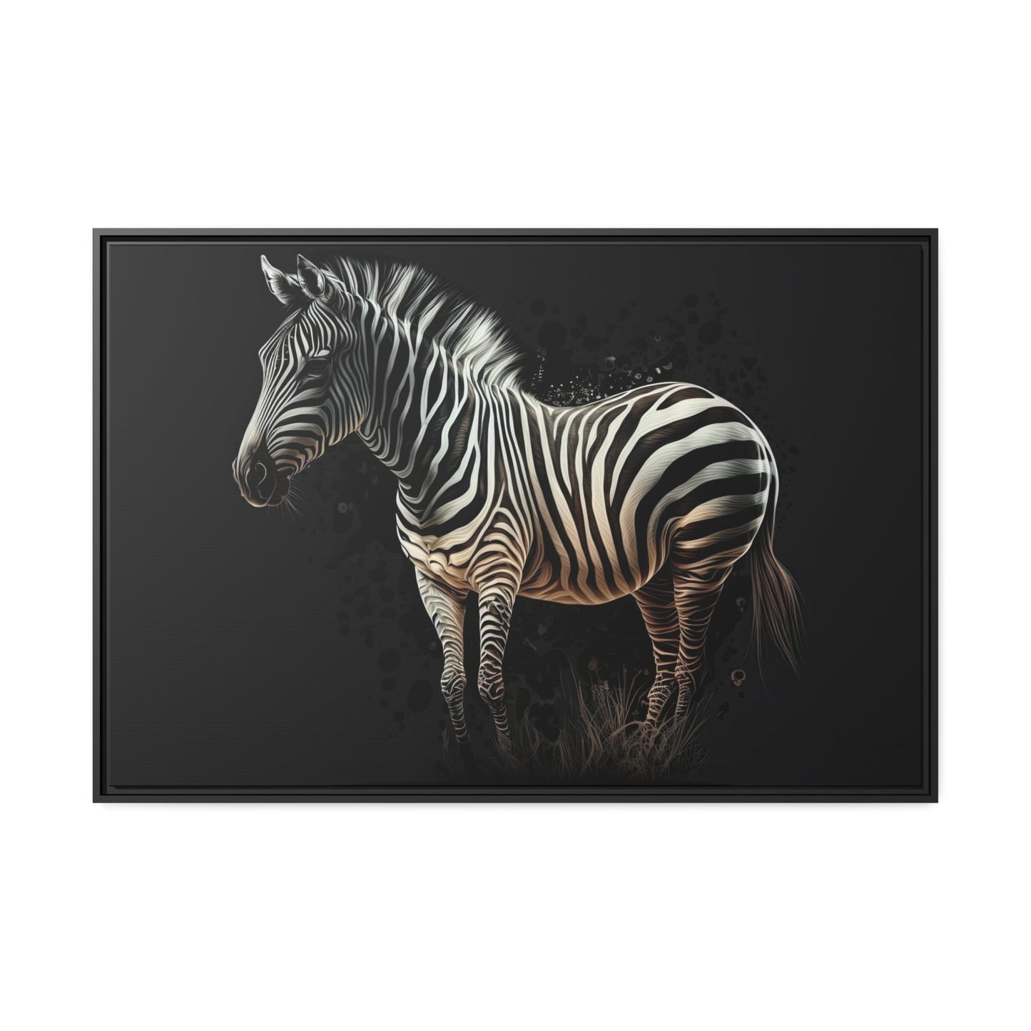 African Beauty: Framed Zebra Print on Natural Canvas