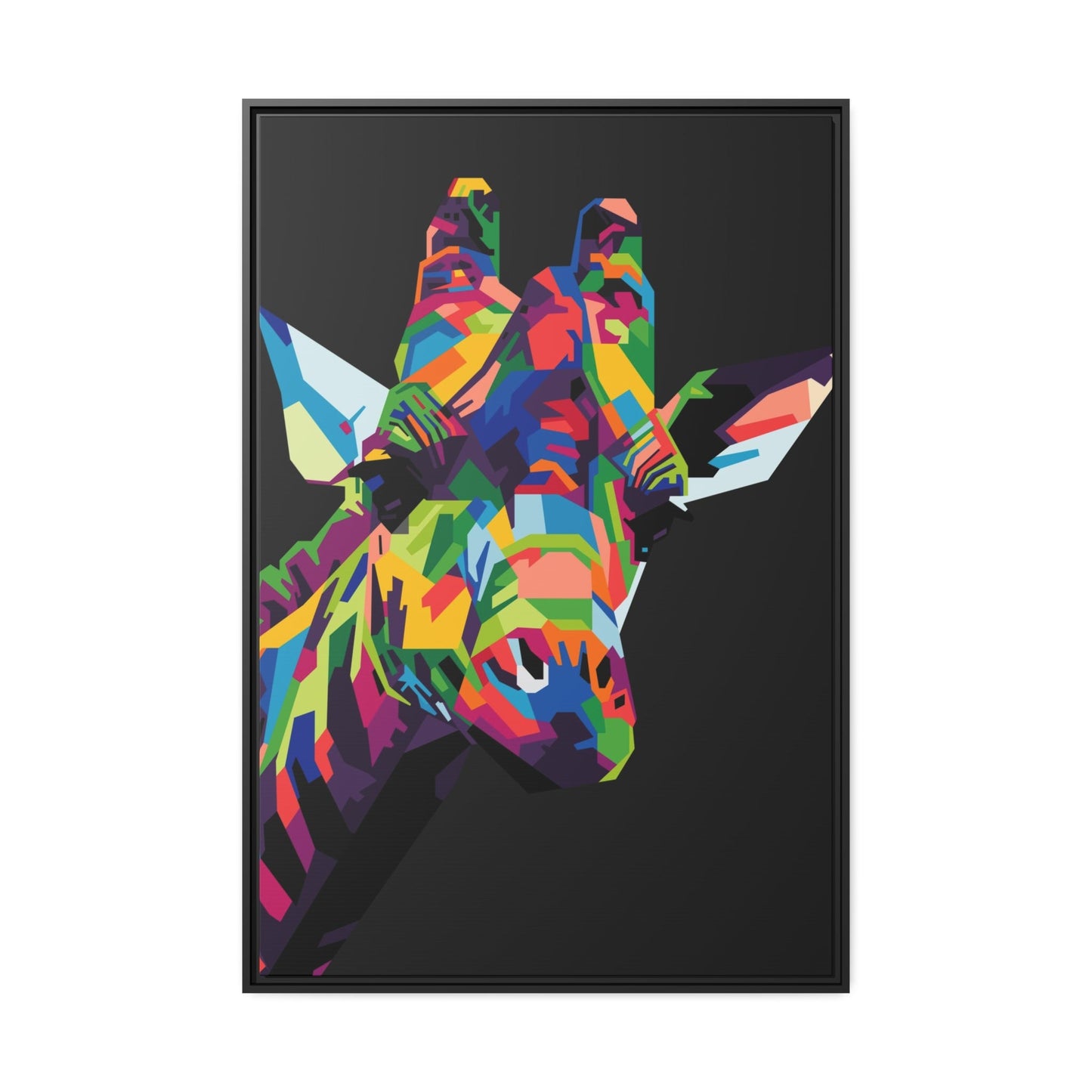 Splash of Color: A Vividly Colored Artistic Print of a Giraffe on Canvas & Poster