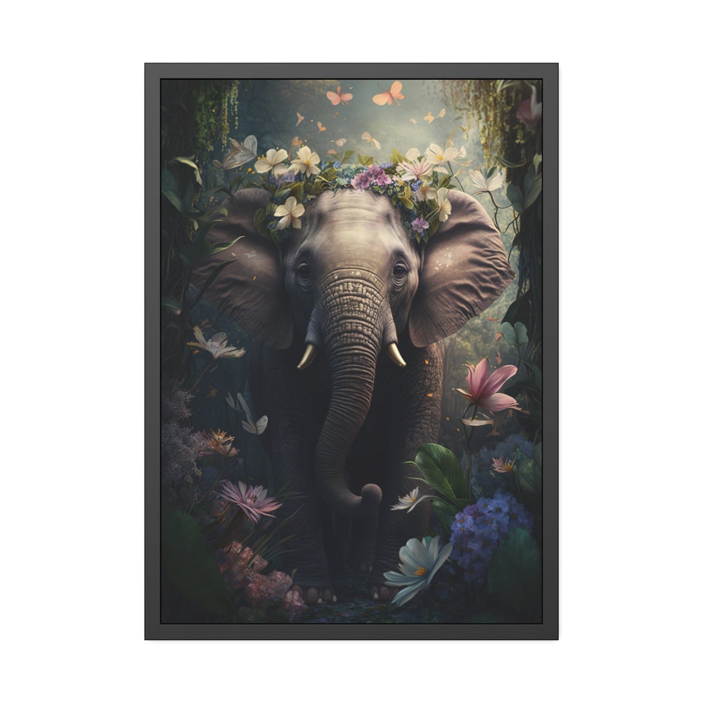 Elephant Dreams: Natural Canvas Print for Bedroom Decor