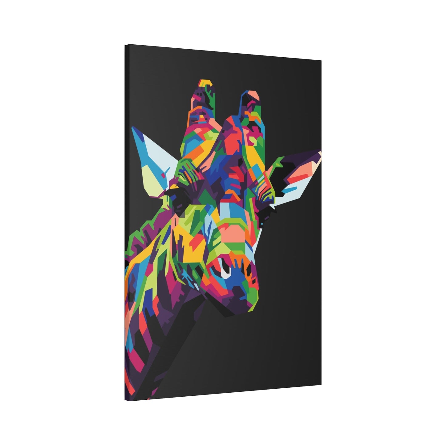 Splash of Color: A Vividly Colored Artistic Print of a Giraffe on Canvas & Poster