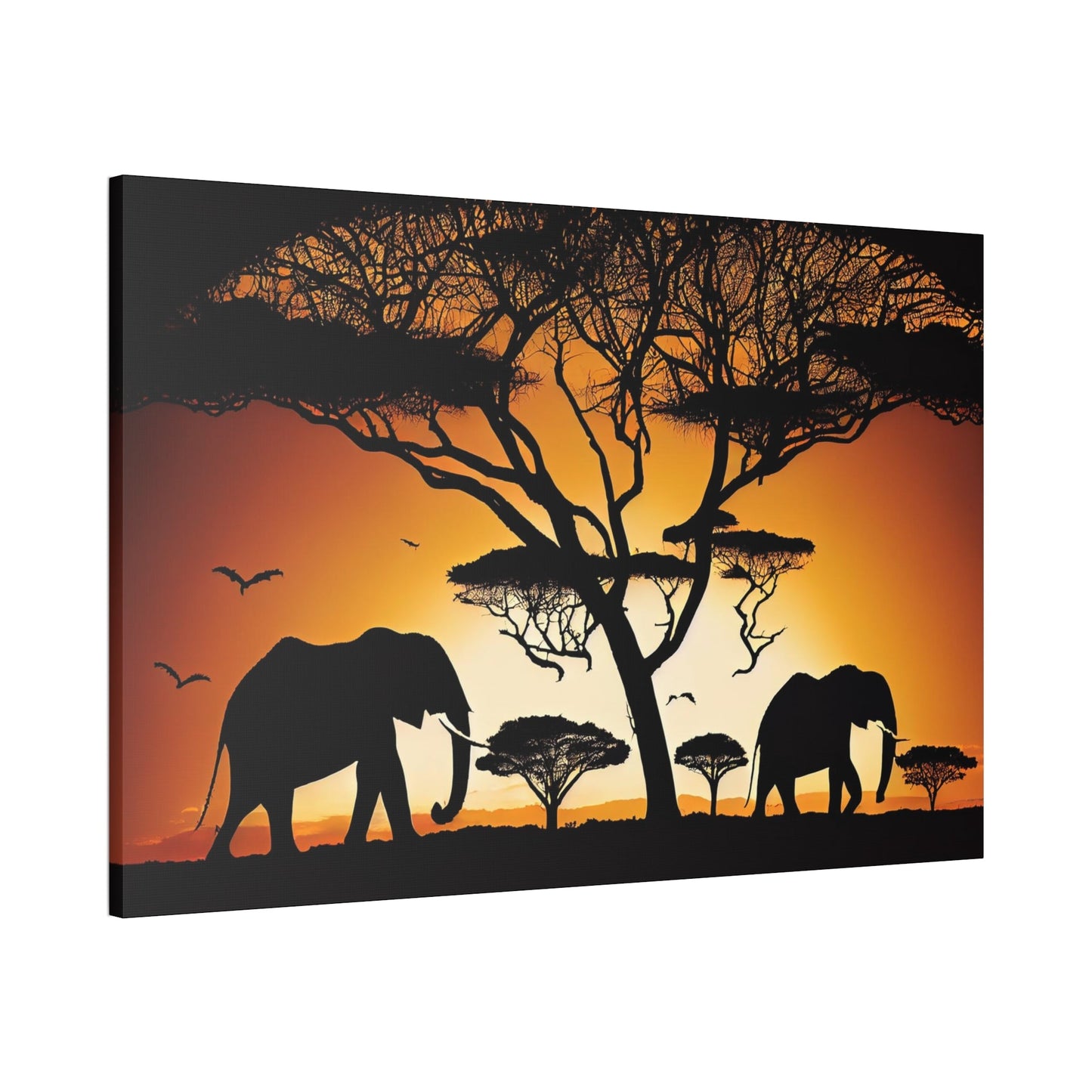 African Majesty: Framed Poster of Elephants in Savanna