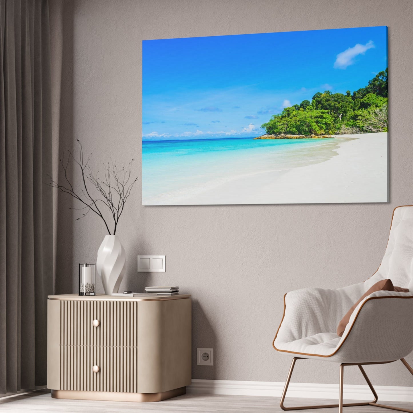 Island Retreat: Poster of a Serene Beach on High-Quality Print