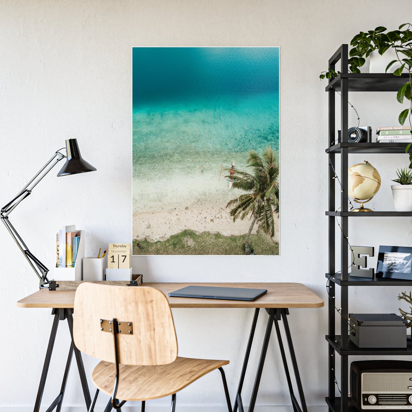 Ocean Paradise: Framed Poster of a Serene Island Beach Scene