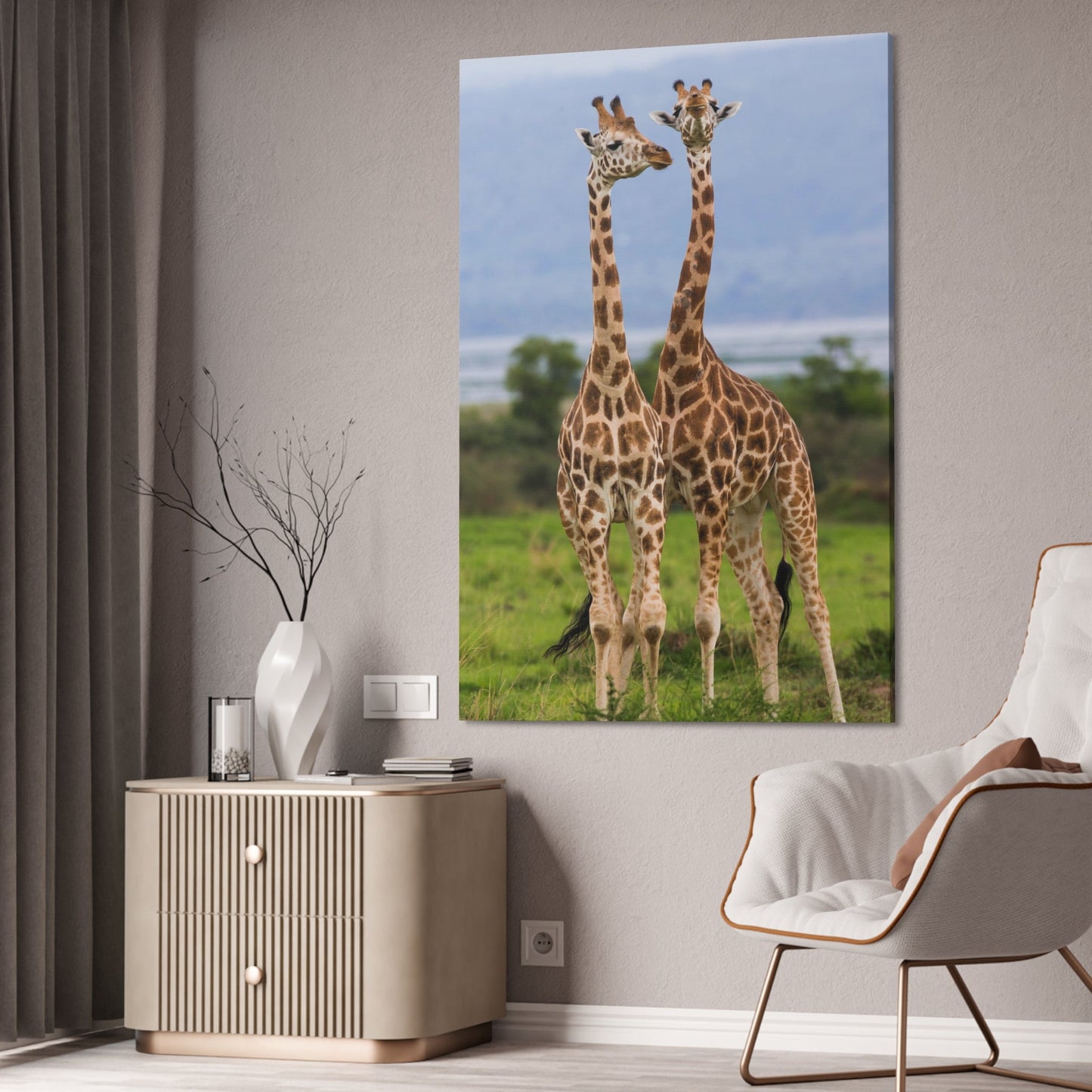 Giraffed in Motion: A Stunning Artistic Interpretation on Canvas & Poster
