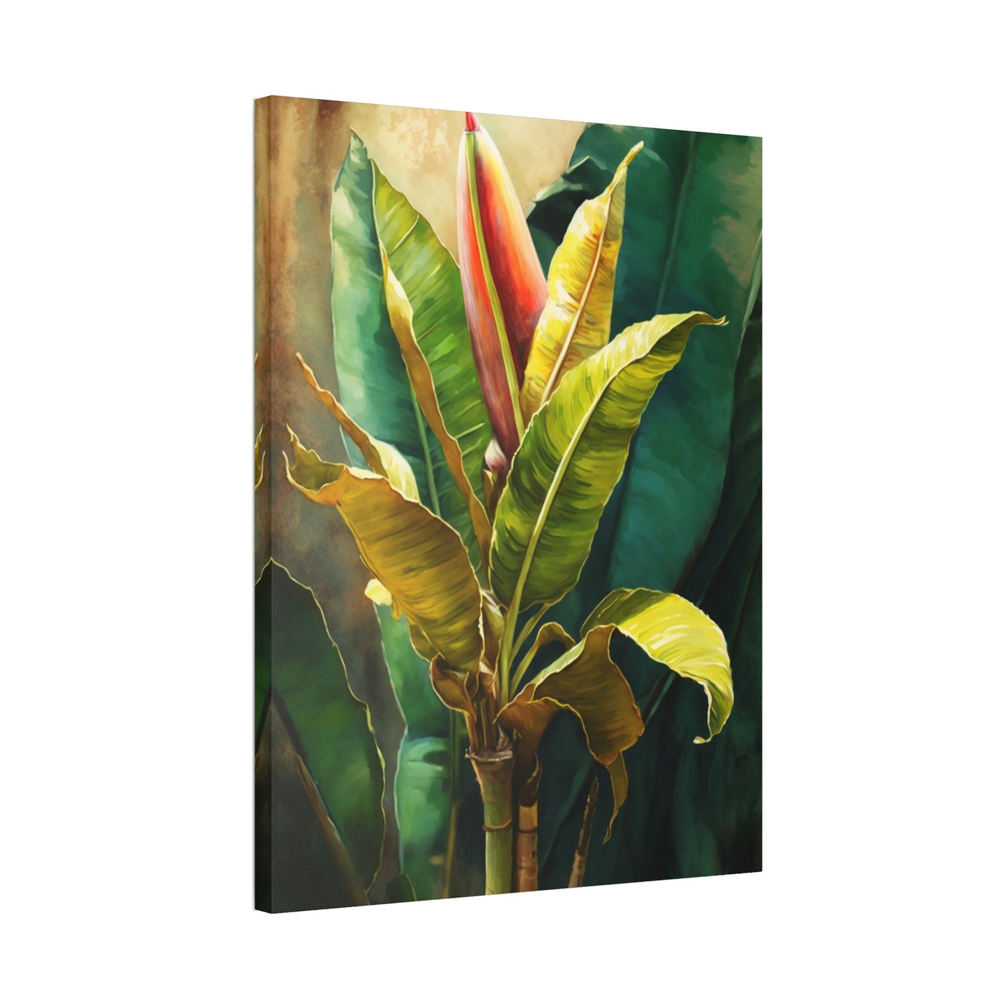 Tropical Escape: Print on Canvas of Exotic Banana Trees as Wall Art