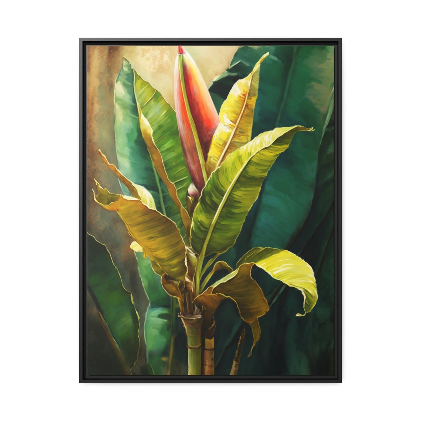 Tropical Escape: Print on Canvas of Exotic Banana Trees as Wall Art