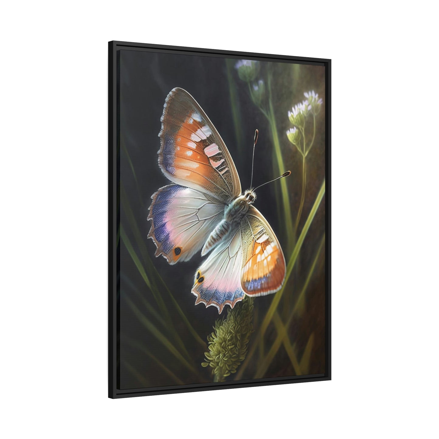 Butterfly's Solitude: Framed Poster & Canvas Print of One Insect in Tranquility