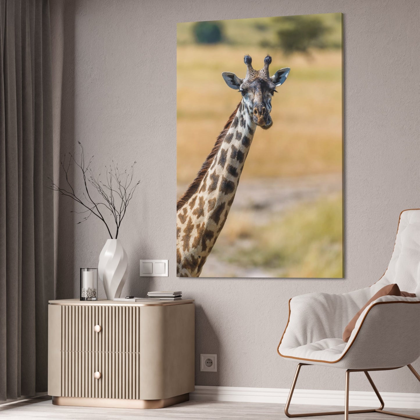 Wild and Free: Canvas Wall Art Featuring a Giraffe in the African Plains