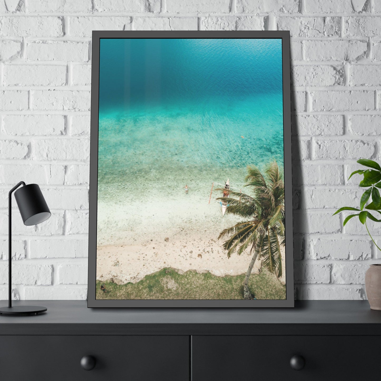 Ocean Paradise: Framed Poster of a Serene Island Beach Scene