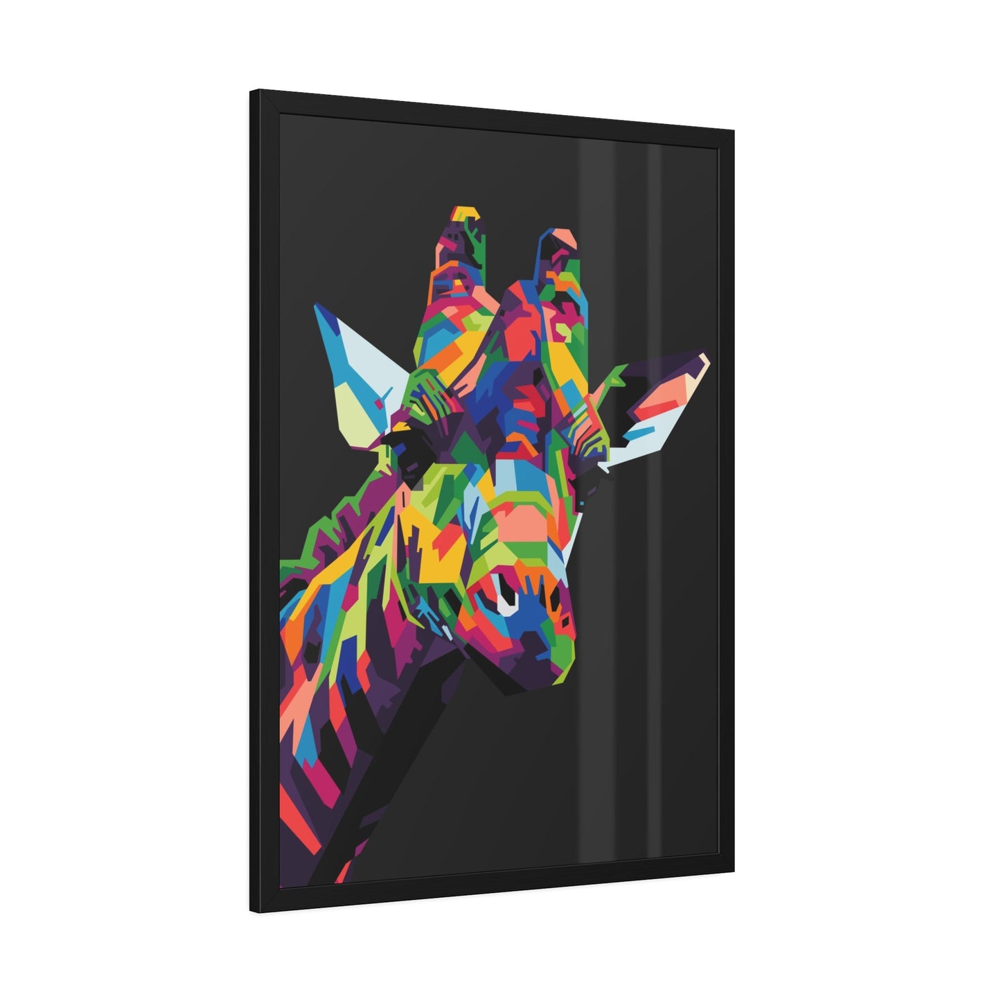 Splash of Color: A Vividly Colored Artistic Print of a Giraffe on Canvas & Poster