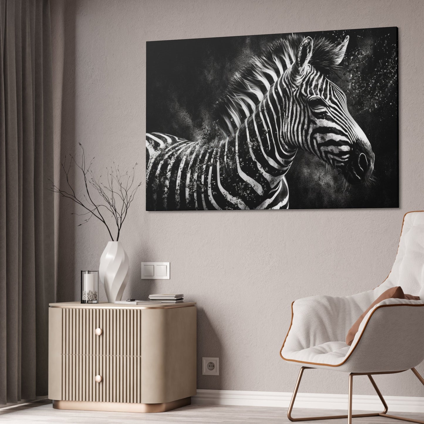 Black and White Elegance: Zebra Canvas & Poster Print Wall Art