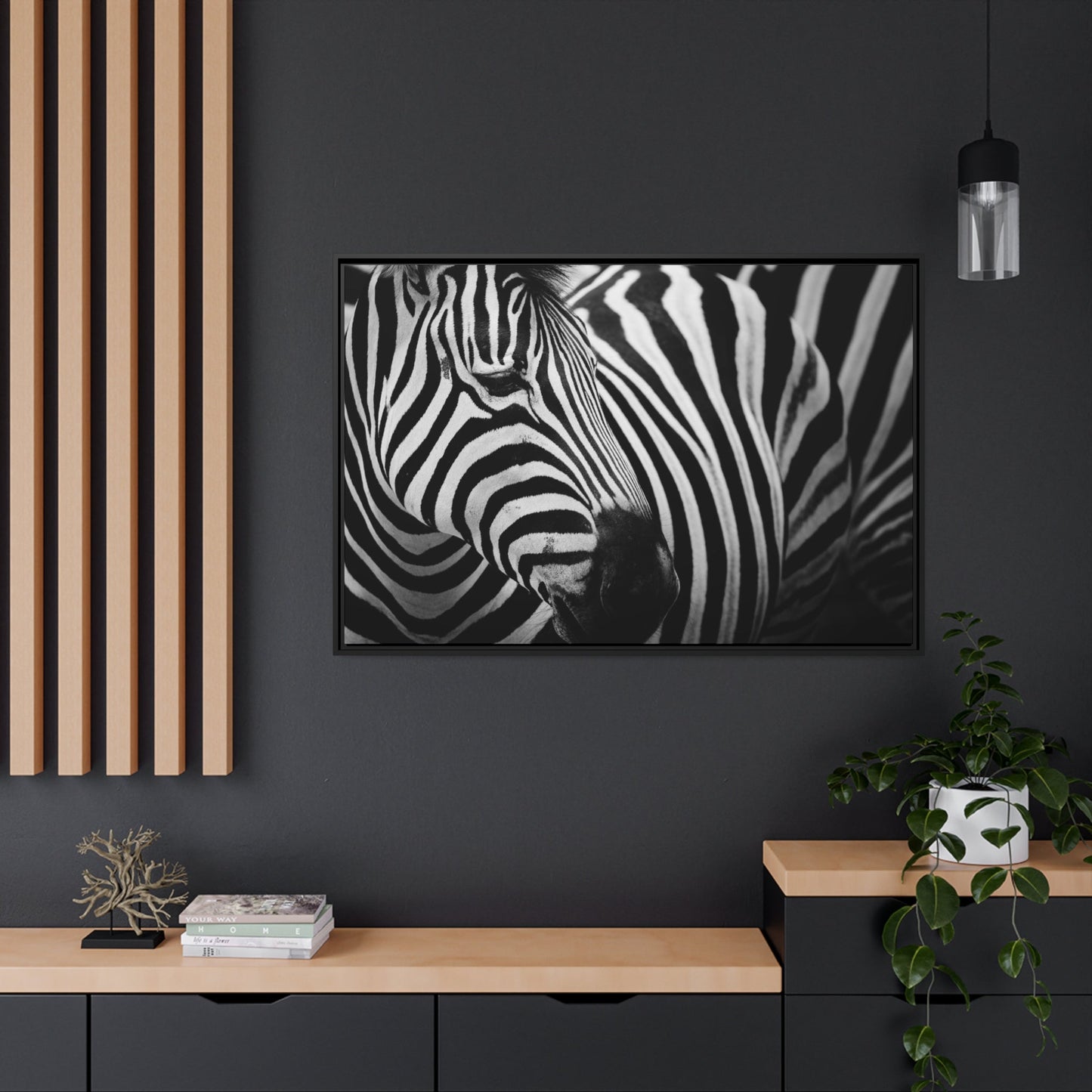 Wild Elegance: Zebra Print on Natural Canvas for Modern Wall Art