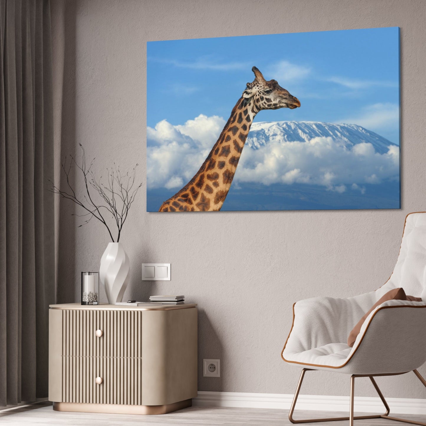 Giraffe Journey: Inspiring Art on a Framed Canvas or Poster