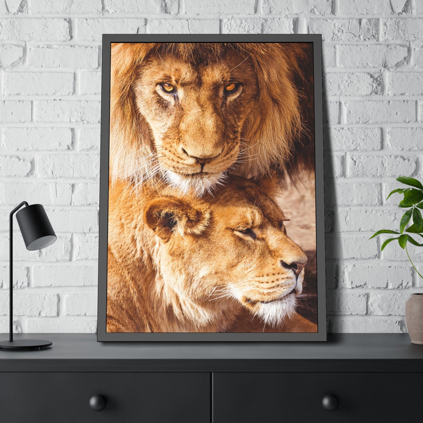 African Royalty: Wall Art of a Magnificent Lion on Natural Canvas