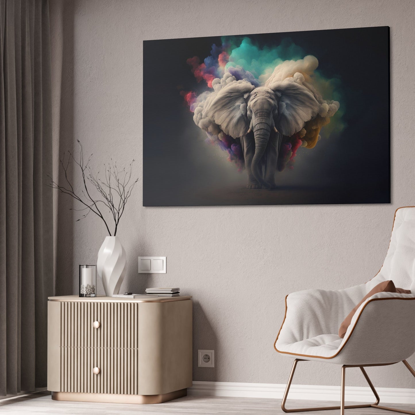 The Art of the Elephant: A Beautifully Rendered Canvas & Poster Print of an Elephant