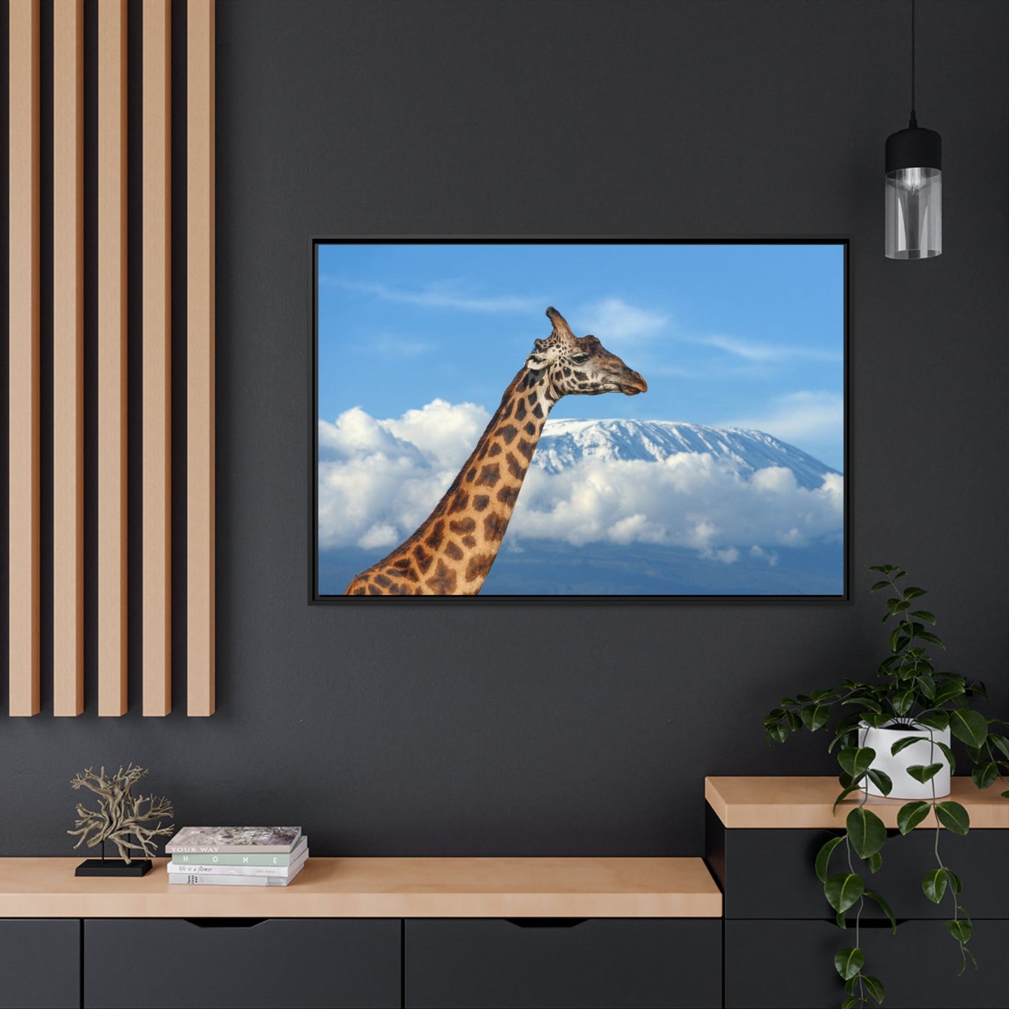 Giraffe Journey: Inspiring Art on a Framed Canvas or Poster