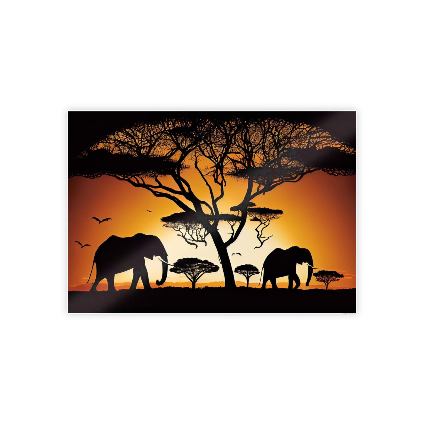 African Majesty: Framed Poster of Elephants in Savanna