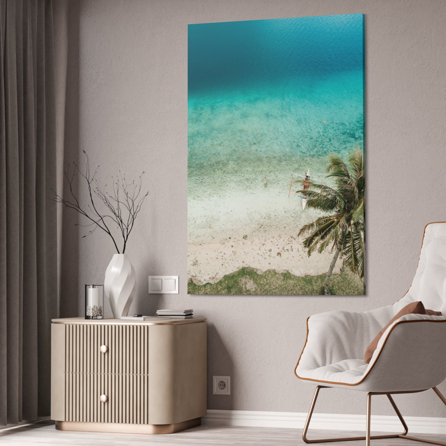 Ocean Paradise: Framed Poster of a Serene Island Beach Scene