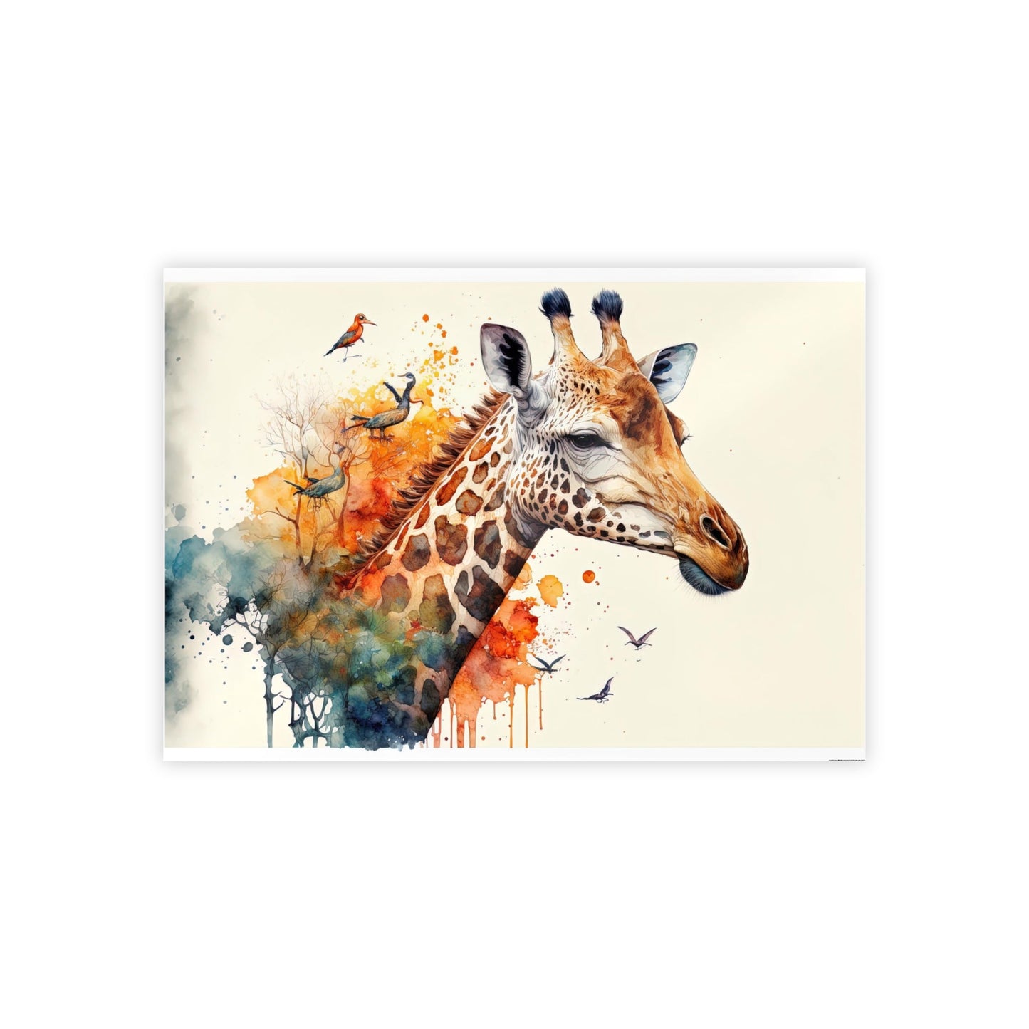 Long-Necked Beauty: Framed Canvas Art Featuring Graceful Giraffe