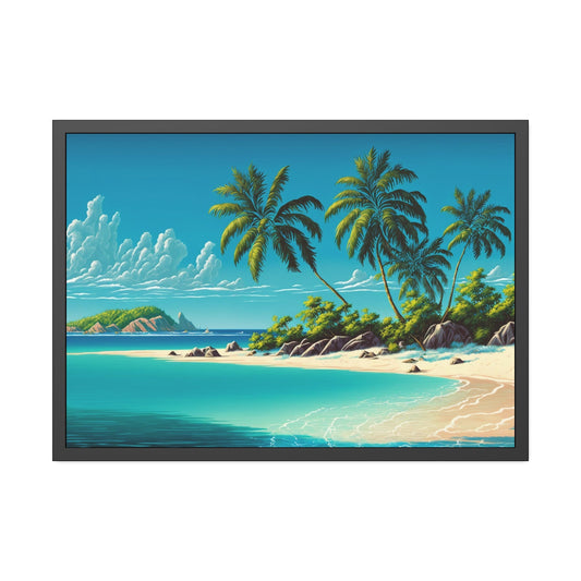 Coastal Dreaming: Framed Poster of an Island Beach Landscape