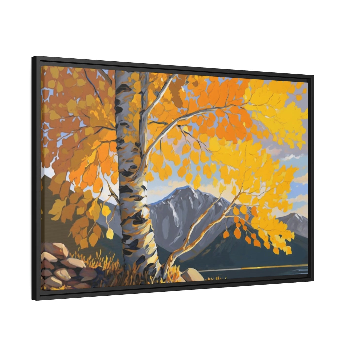 The Majesty of Aspen Trees: Framed Canvas & Poster Print of Golden Leaves