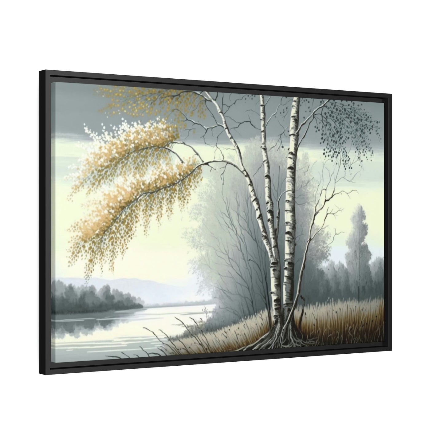 Whispering Woods: Rustic Framed Canvas & Poster Print of a Birch Tree Forest