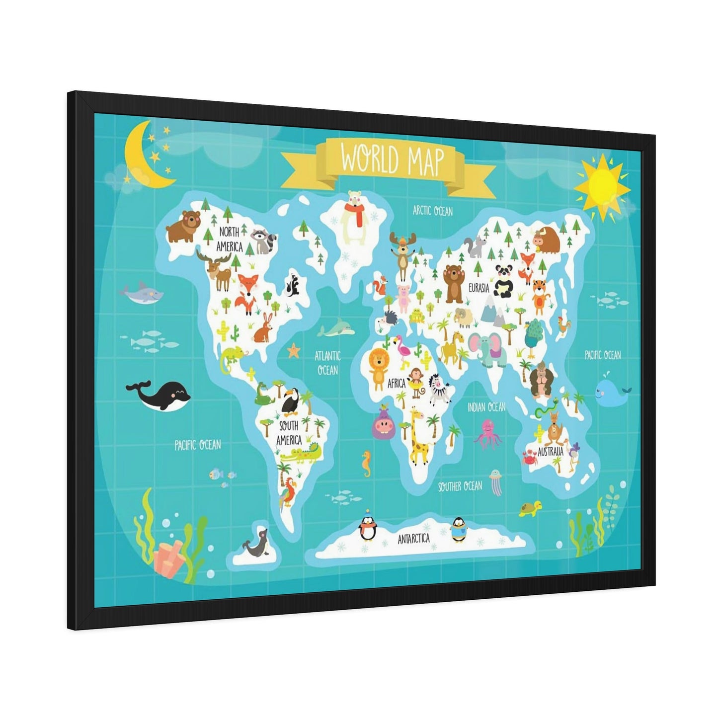 Map Adventure: Beautiful Wall Art on Natural Canvas for Kids