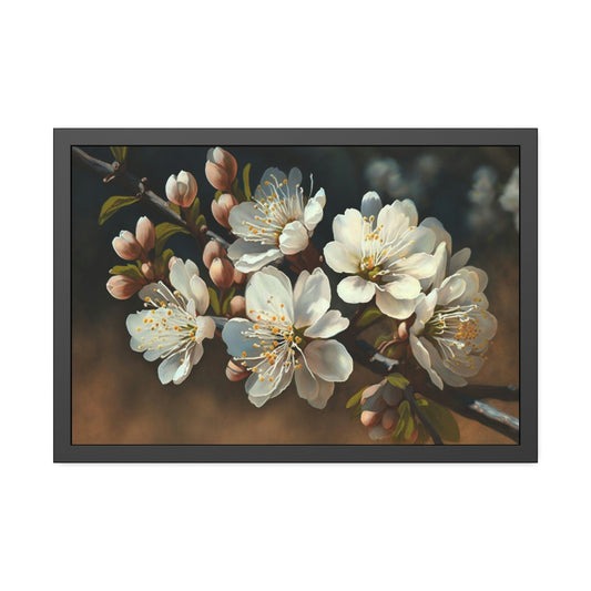 Blossoming Almonds: Natural Canvas & Poster Art Print of Springtime Flowers