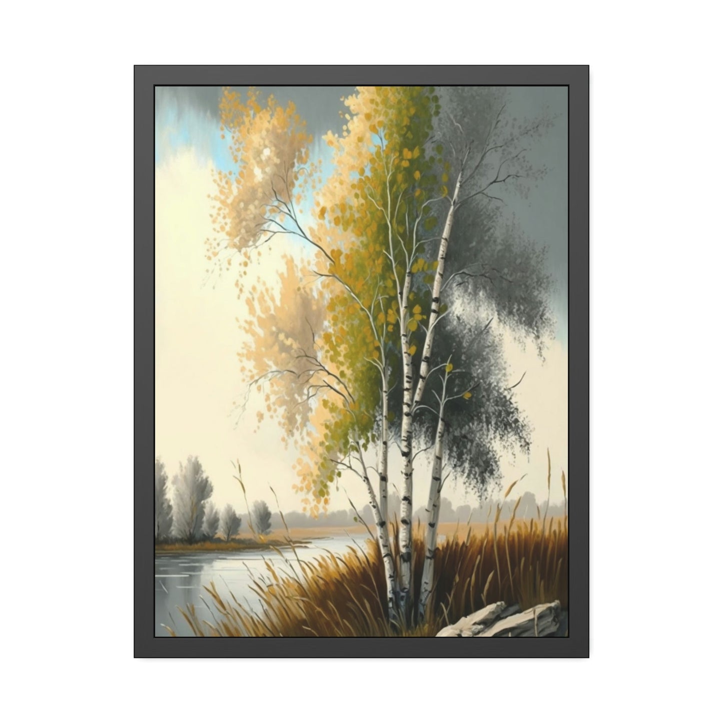 Autumn's Splendor: Poster & Canvas of Birch Trees with Colorful Leaves